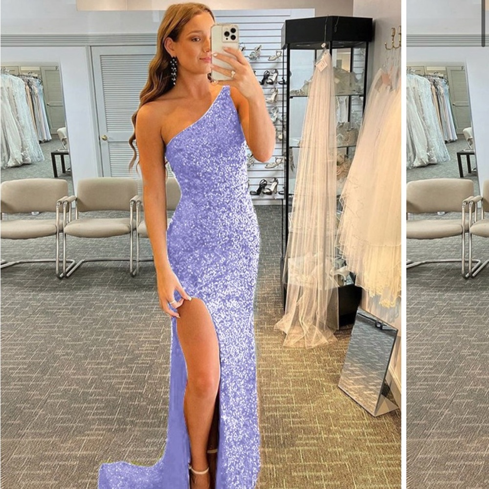Purple Sequin Prom Dress